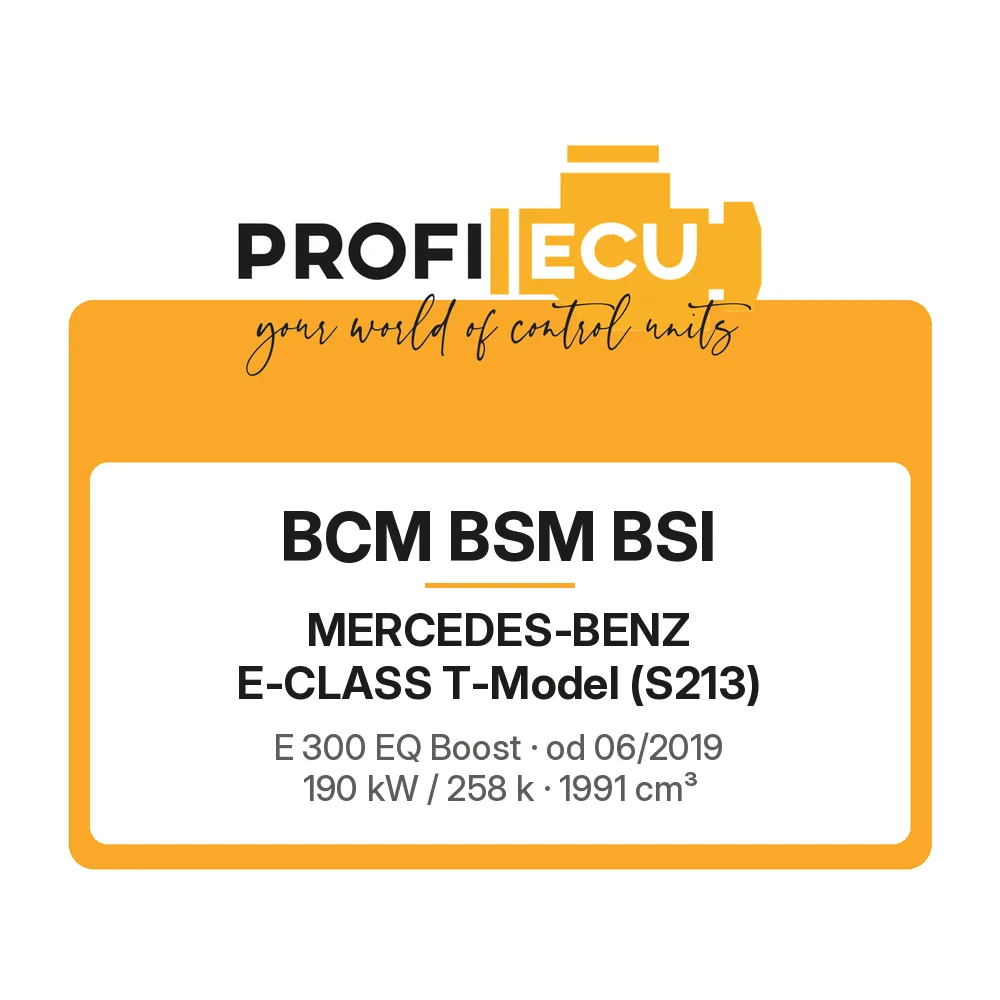 Etiketa ProfiECU: BCM BSM BSI pro Mercedes-Benz E-CLASS T-Model E 300 EQ Boost 190 kW