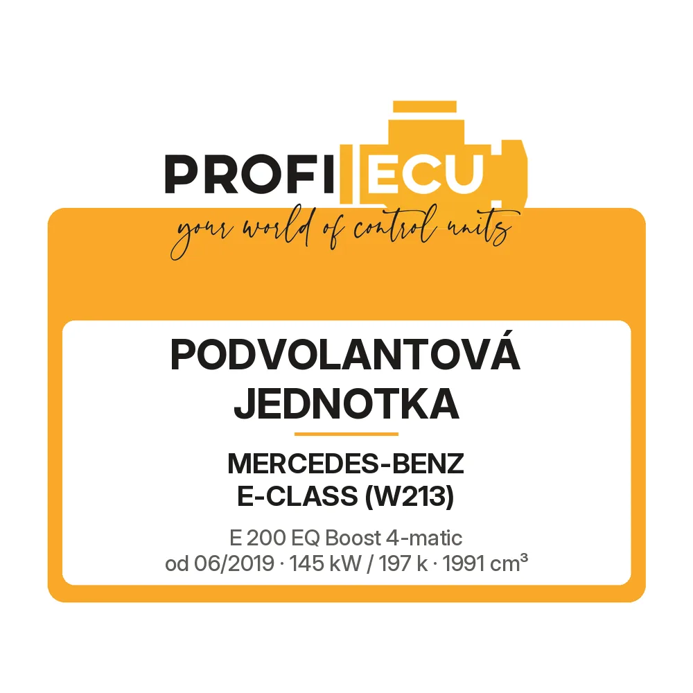 Etiketa ProfiECU: Podvolantová jednotka pro Mercedes-Benz E-CLASS E 200 EQ Boost 4-matic 145 kW