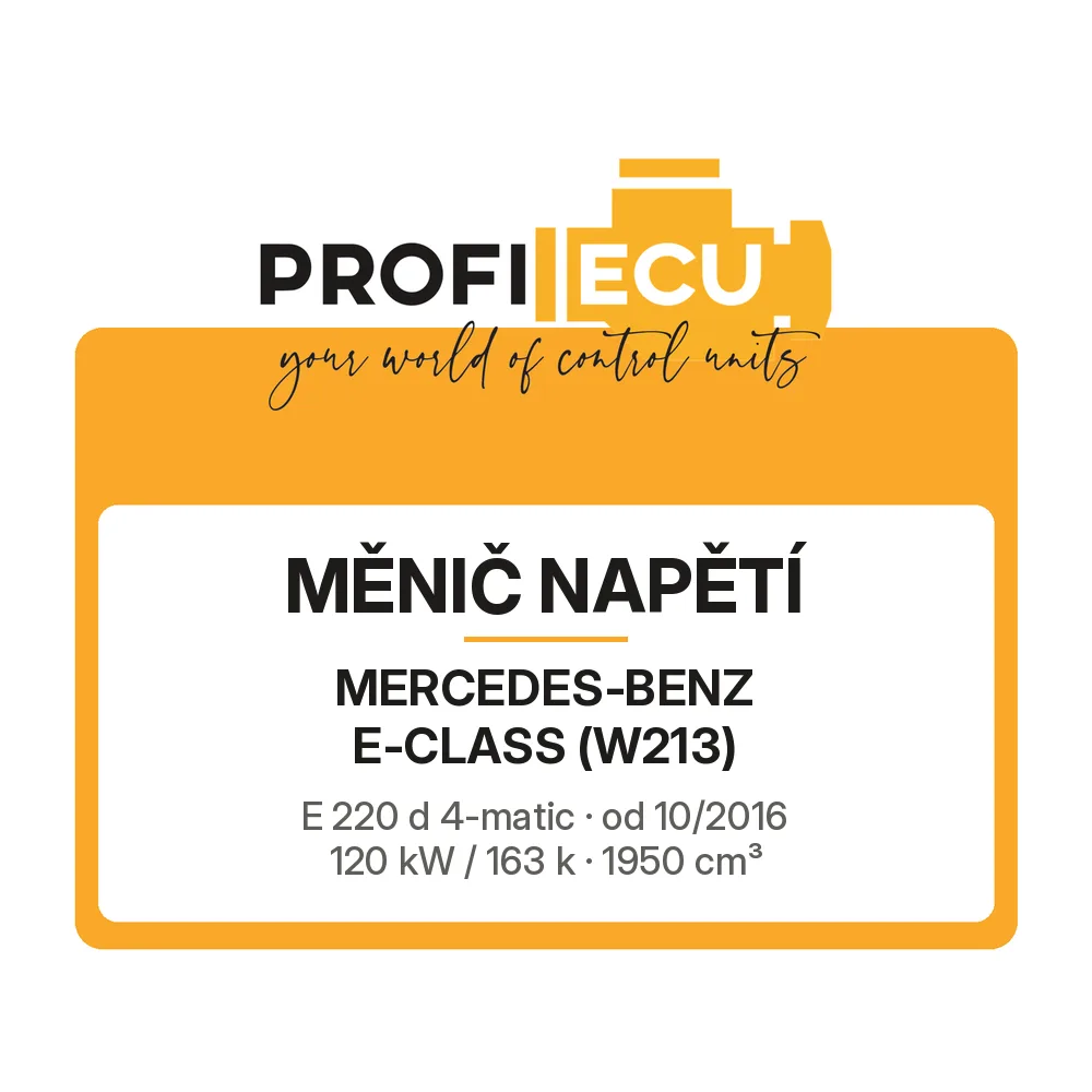 Etiketa ProfiECU: Měnič napětí pro Mercedes-Benz E-CLASS E 220 d 4-matic 120 kW