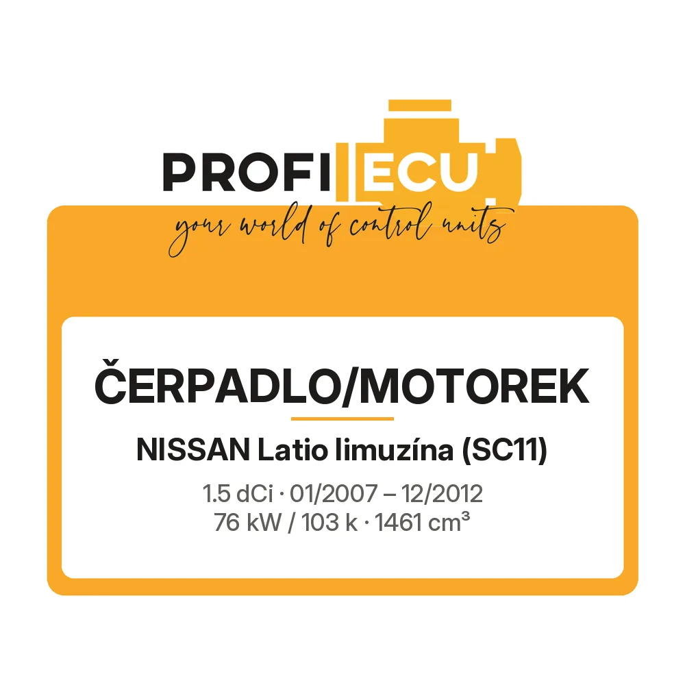 Etiketa ProfiECU: Čerpadlo/Motorek pro Nissan Latio limuzína 1.5 dCi 76 kW