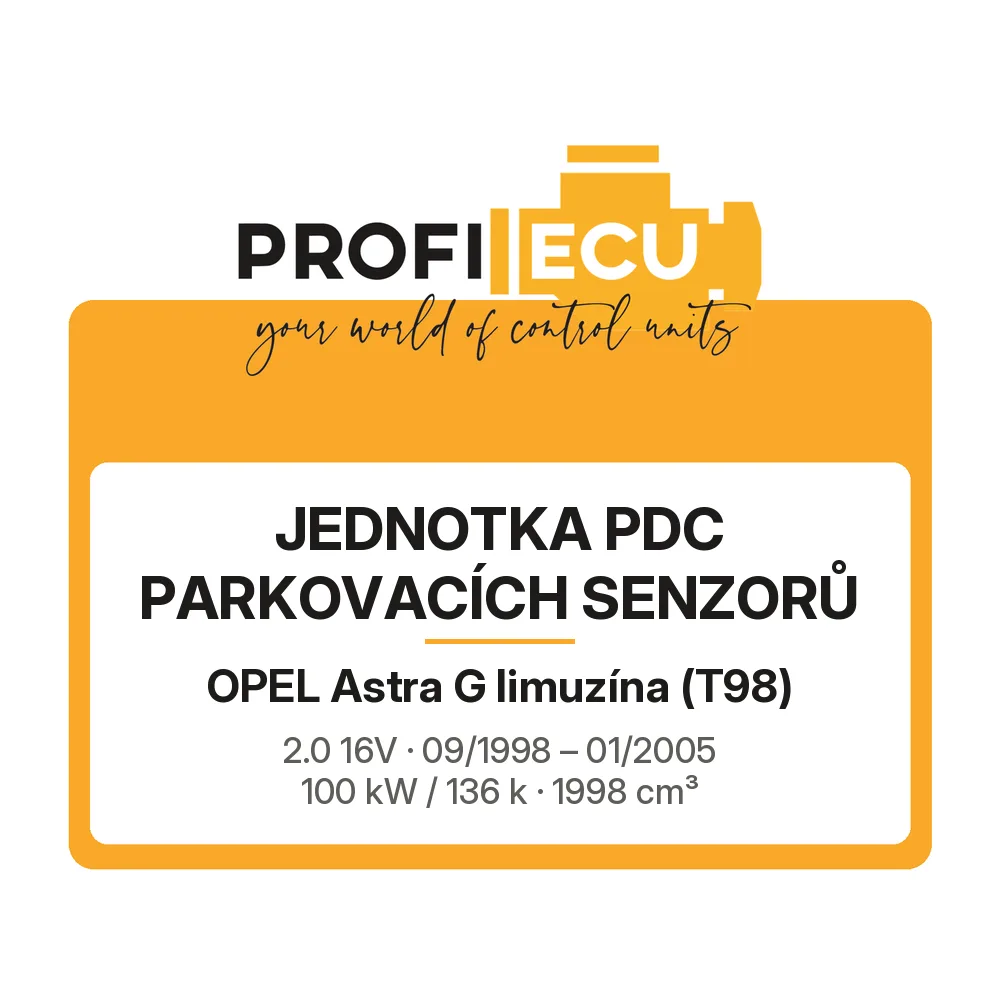 Etiketa ProfiECU: jednotka PDC parkovacích senzorů pro Opel Astra G limuzína 2.0 16V 100 kW