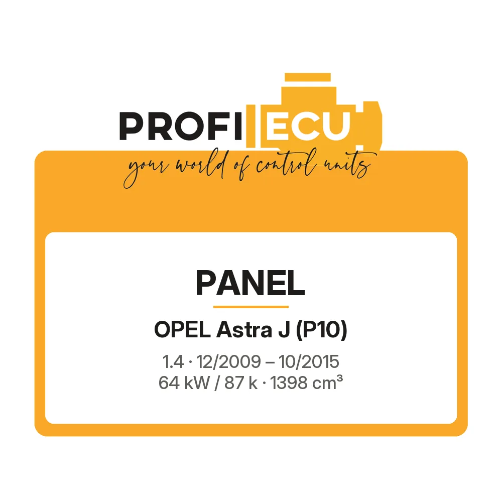 Etiketa ProfiECU: Panel pro Opel Astra J 1.4 64 kW