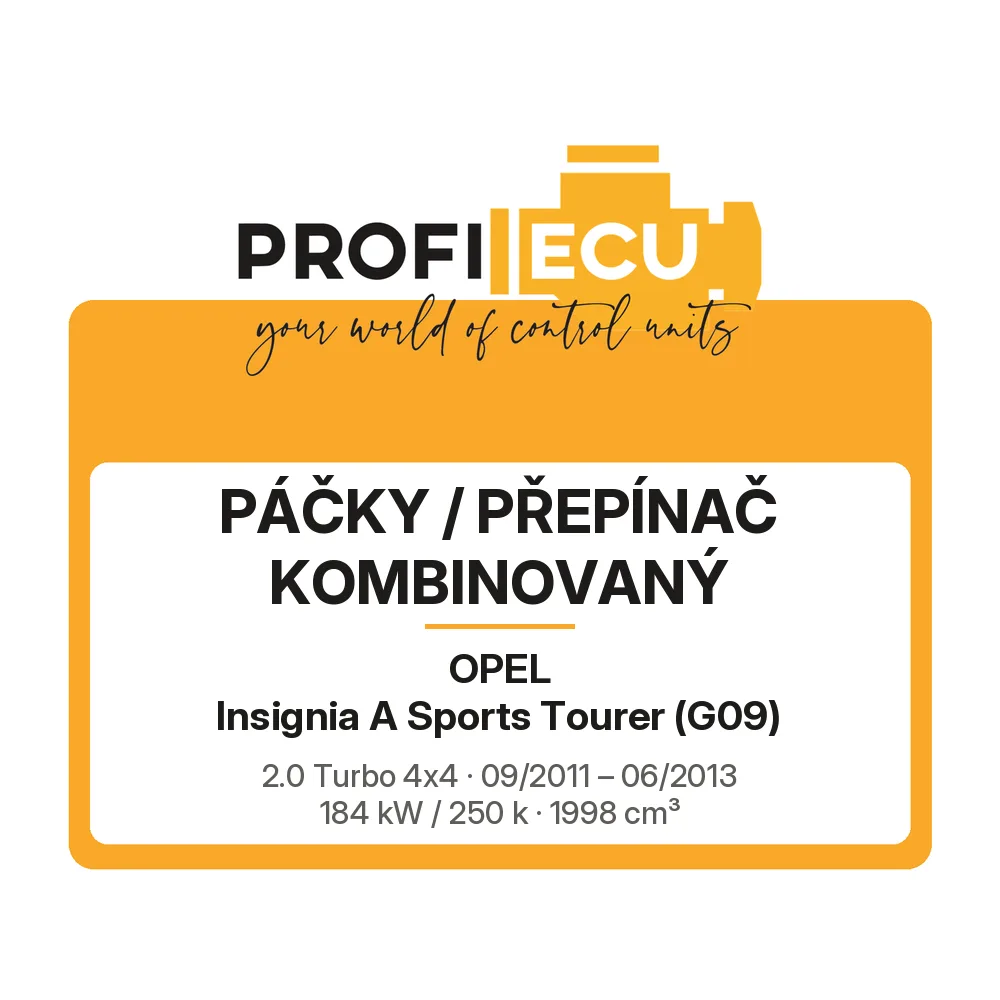 Etiketa ProfiECU: Páčky / Přepínač kombinovaný pro Opel Insignia A Sports Tourer 2.0 Turbo 4x4 184 kW