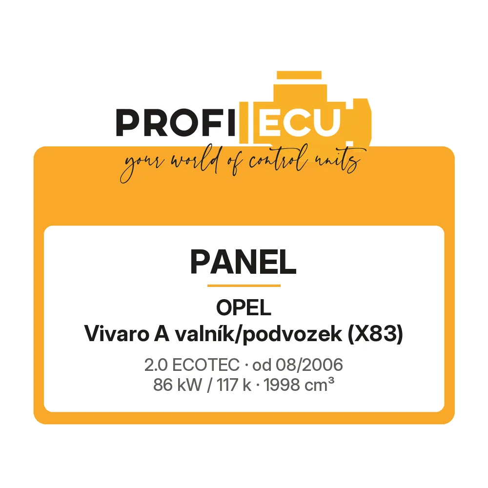 Etiketa ProfiECU: Panel pro Opel Vivaro A valník/podvozek 2.0 ECOTEC 86 kW