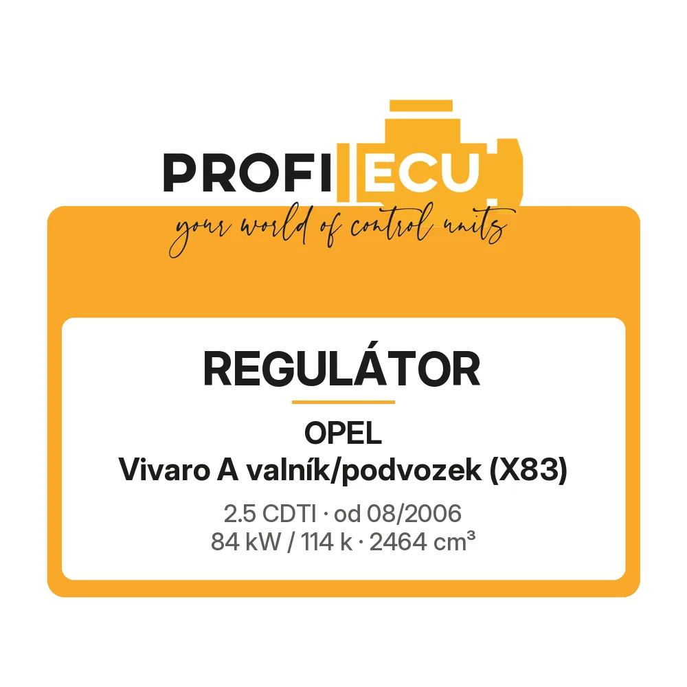 Etiketa ProfiECU: Regulátor pro Opel Vivaro A valník/podvozek 2.5 CDTI 84 kW
