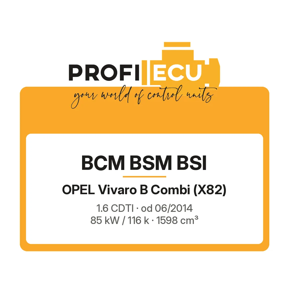 Etiketa ProfiECU: BCM BSM BSI pro Opel Vivaro B Combi 1.6 CDTI 85 kW