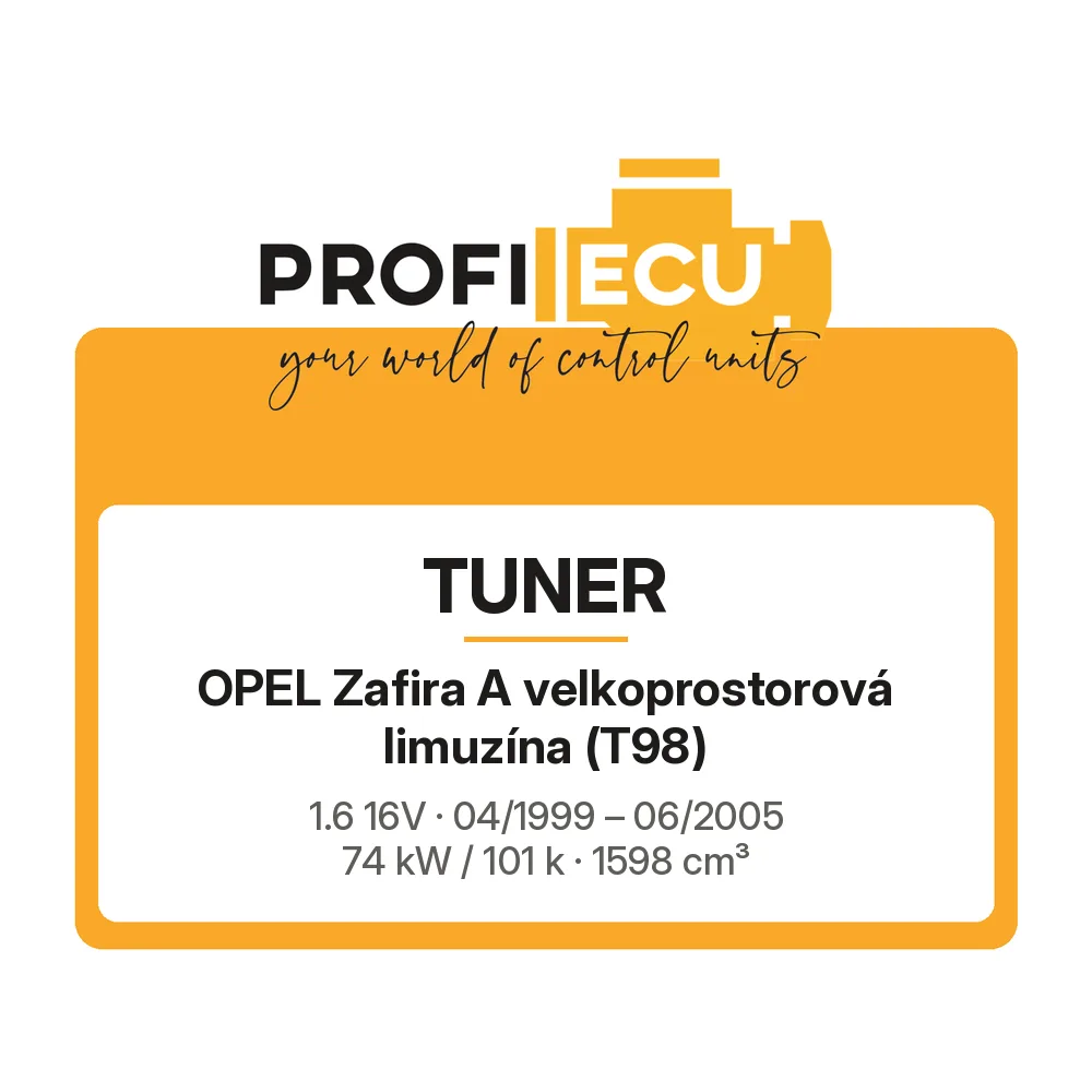 Etiketa ProfiECU: Tuner pro Opel Zafira A velkoprostorová limuzína 1.6 16V 74 kW