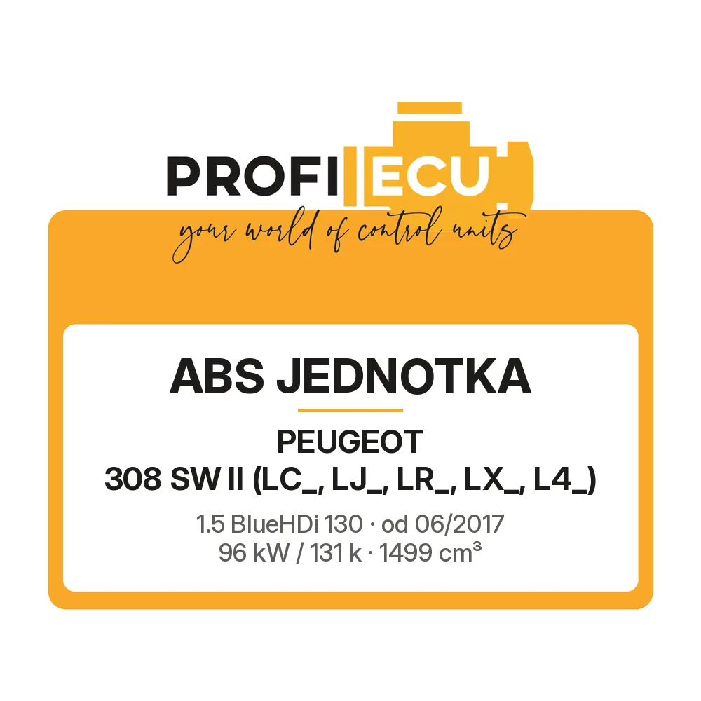Etiketa ProfiECU: ABS jednotka pro Peugeot 308 SW II 1.5 BlueHDi 130 96 kW