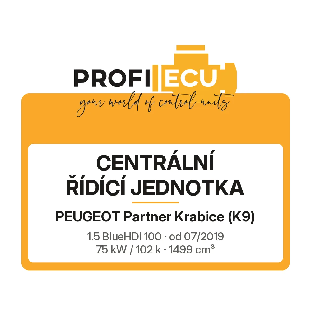 Etiketa ProfiECU: Centrální řídící jednotka pro Peugeot Partner Krabice 1.5 BlueHDi 100 75 kW