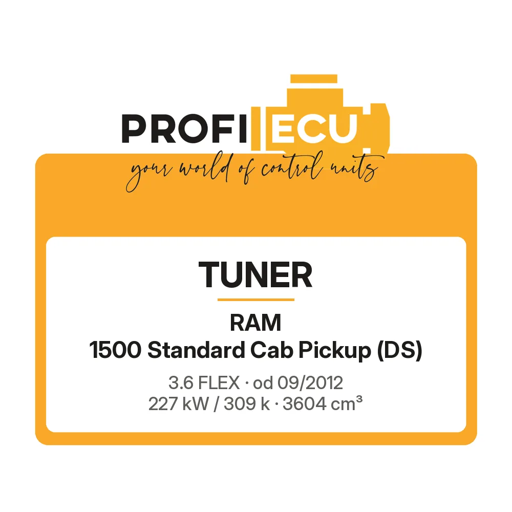 Etiketa ProfiECU: Tuner pro RAM 1500 Standard Cab Pickup 3.6 FLEX 227 kW