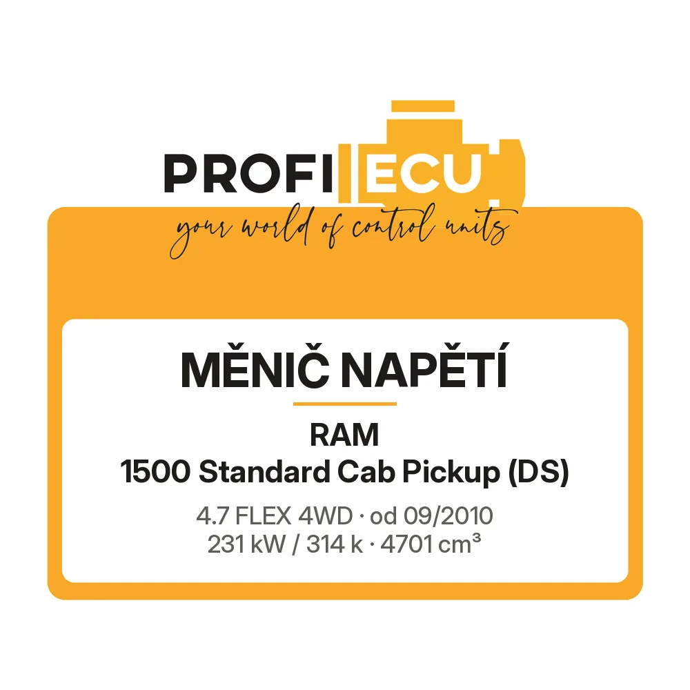 Etiketa ProfiECU: Měnič napětí pro RAM 1500 Standard Cab Pickup 4.7 FLEX 4WD 231 kW