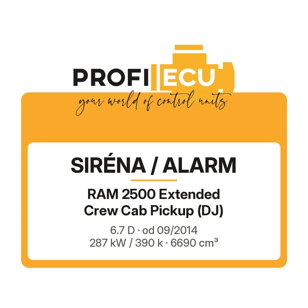 Etiketa ProfiECU: Siréna / Alarm pro RAM 2500 Extended Crew Cab Pickup 6.7 D 287 kW