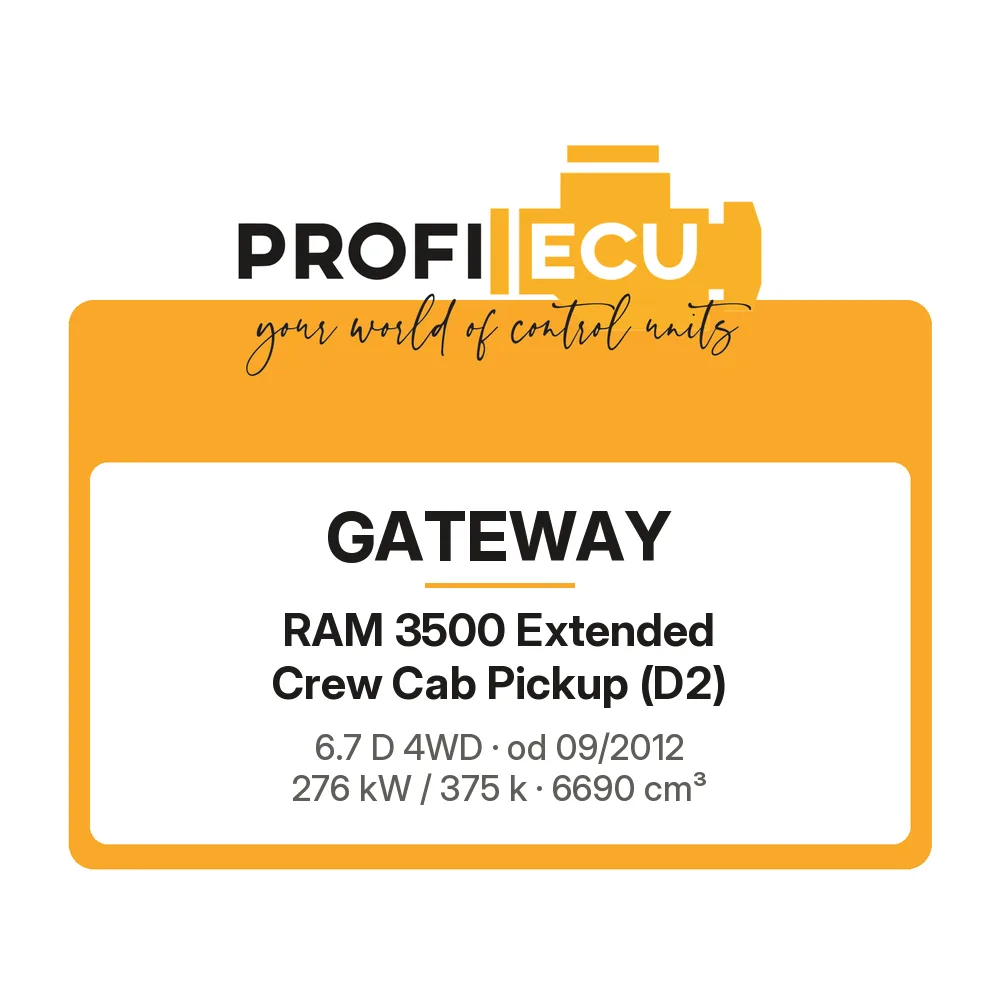 Etiketa ProfiECU: GATEWAY pro RAM 3500 Extended Crew Cab Pickup 6.7 D 4WD 276 kW