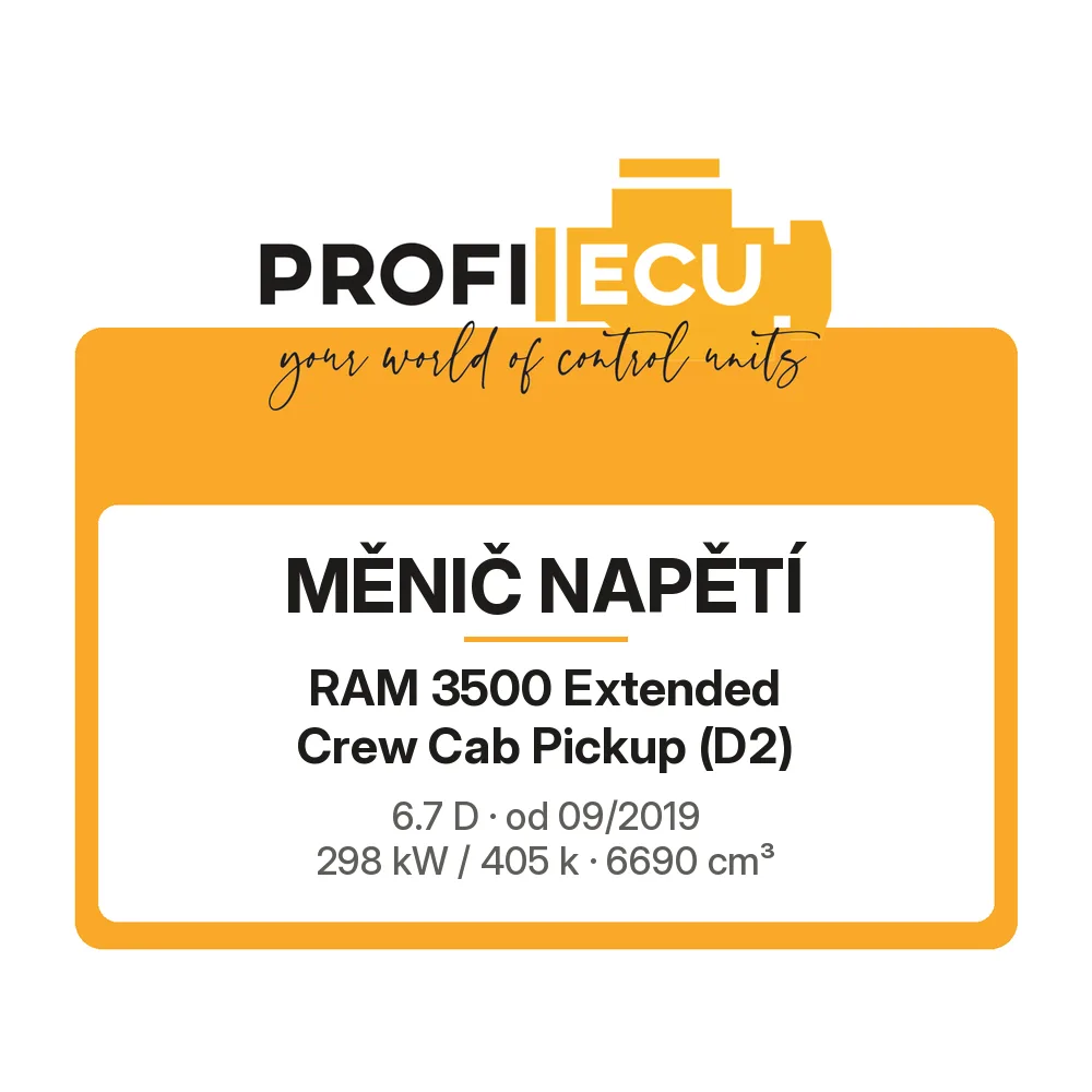 Etiketa ProfiECU: Měnič napětí pro RAM 3500 Extended Crew Cab Pickup 6.7 D 298 kW
