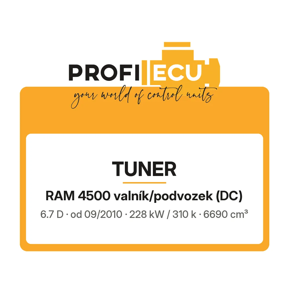 Etiketa ProfiECU: Tuner pro RAM 4500 valník/podvozek 6.7 D 228 kW