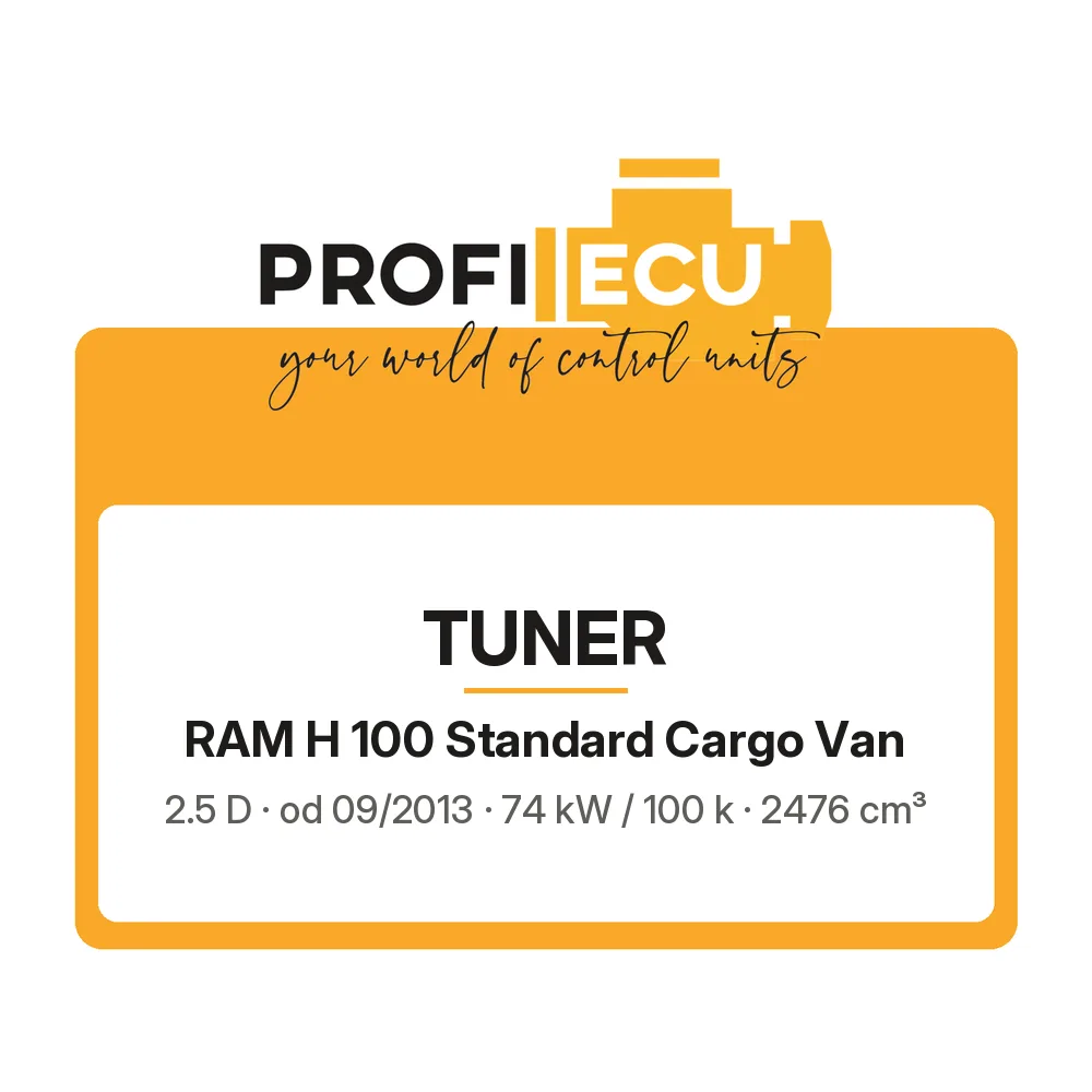 Etiketa ProfiECU: Tuner pro RAM H 100 Standard Cargo Van 2.5 D 74 kW