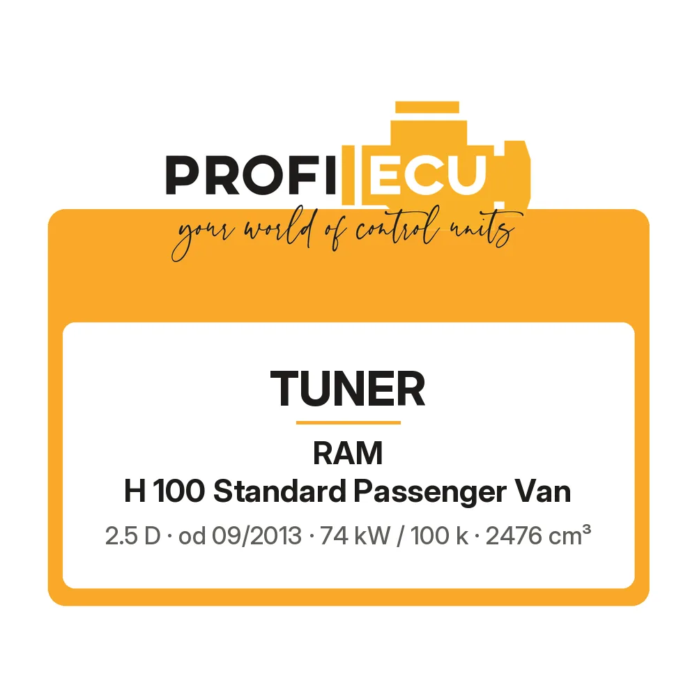 Etiketa ProfiECU: Tuner pro RAM H 100 Standard Passenger Van 2.5 D 74 kW