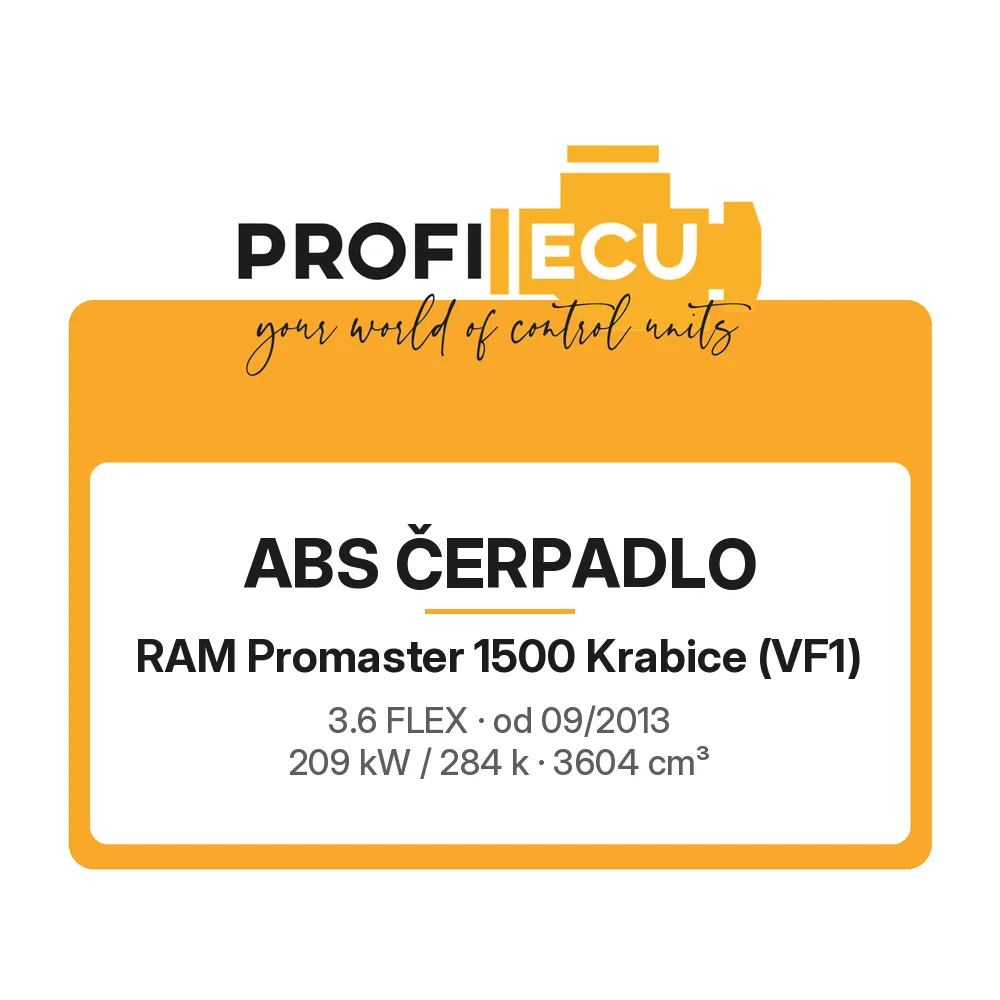 Etiketa ProfiECU: ABS čerpadlo pro RAM Promaster 1500 Krabice 3.6 FLEX 209 kW