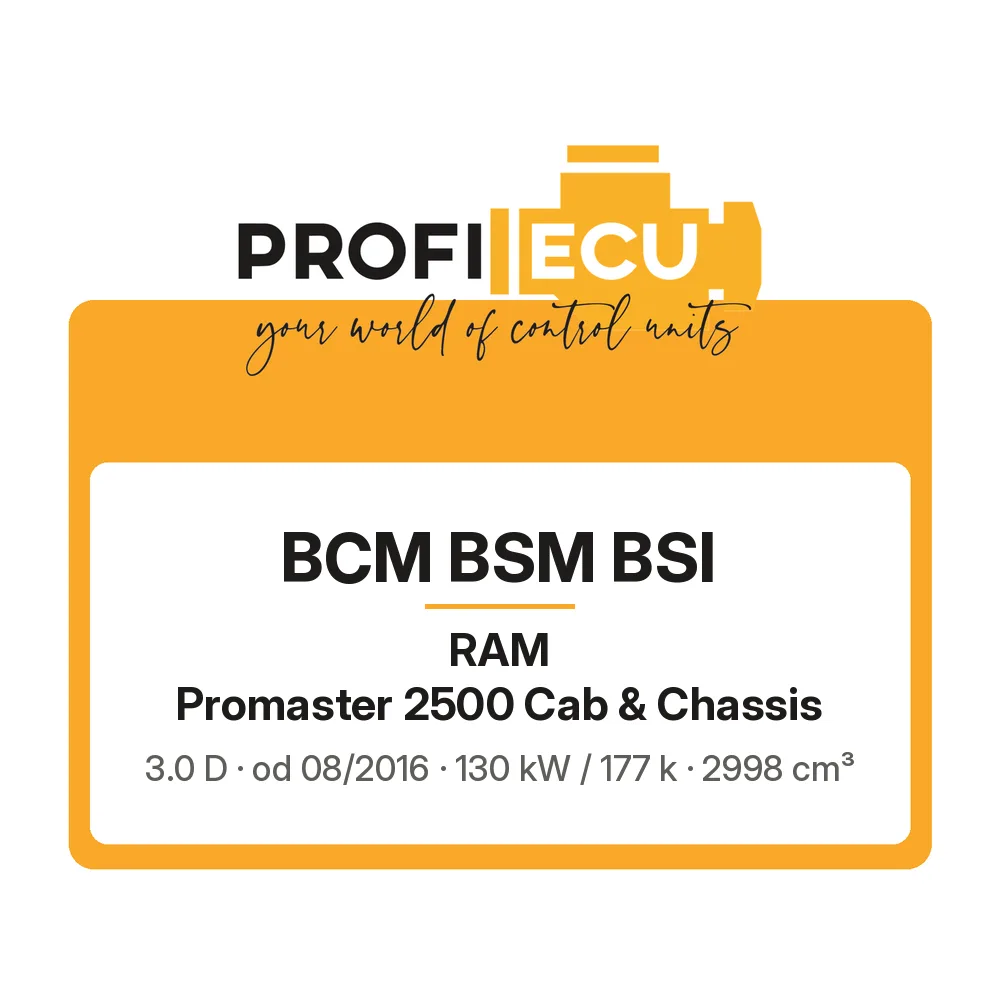 Etiketa ProfiECU: BCM BSM BSI pro RAM Promaster 2500 Cab & Chassis 3.0 D 130 kW