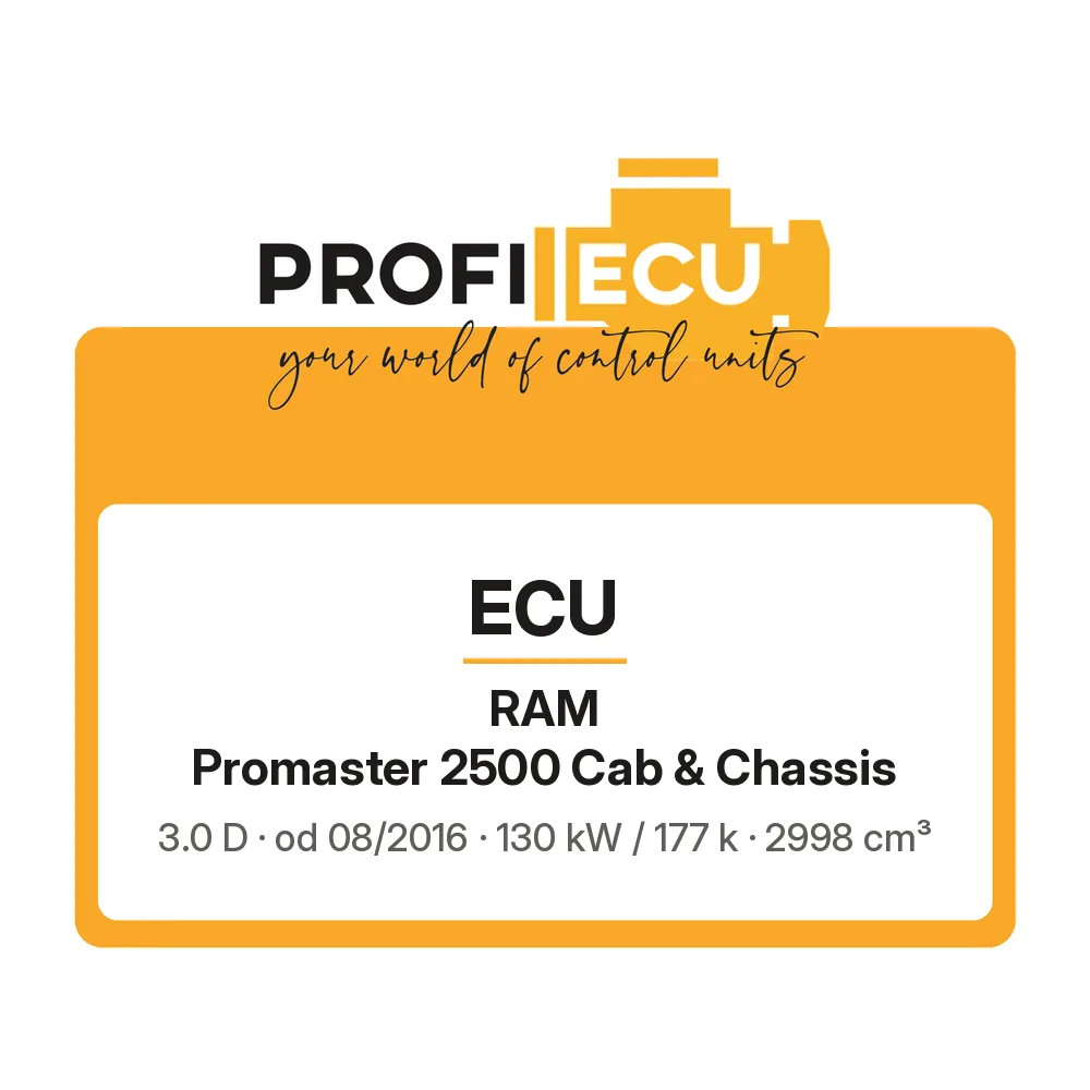 Etiketa ProfiECU: ECU pro RAM Promaster 2500 Cab & Chassis 3.0 D 130 kW