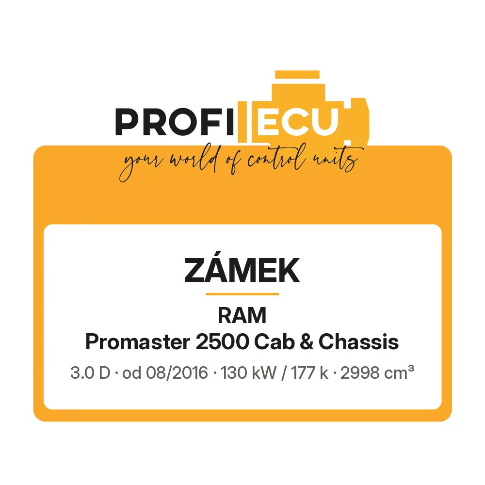 Etiketa ProfiECU: Zámek pro RAM Promaster 2500 Cab & Chassis 3.0 D 130 kW