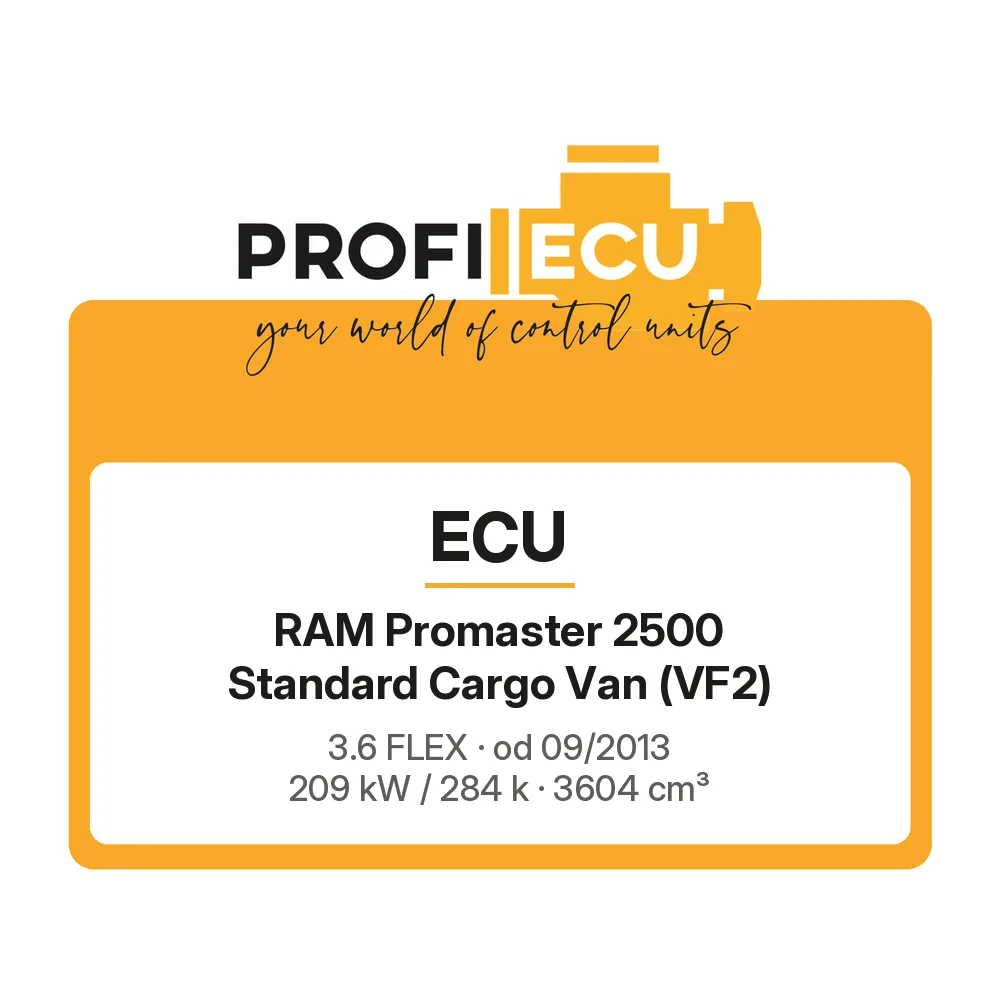 Etiketa ProfiECU: ECU pro RAM Promaster 2500 Standard Cargo Van 3.6 FLEX 209 kW