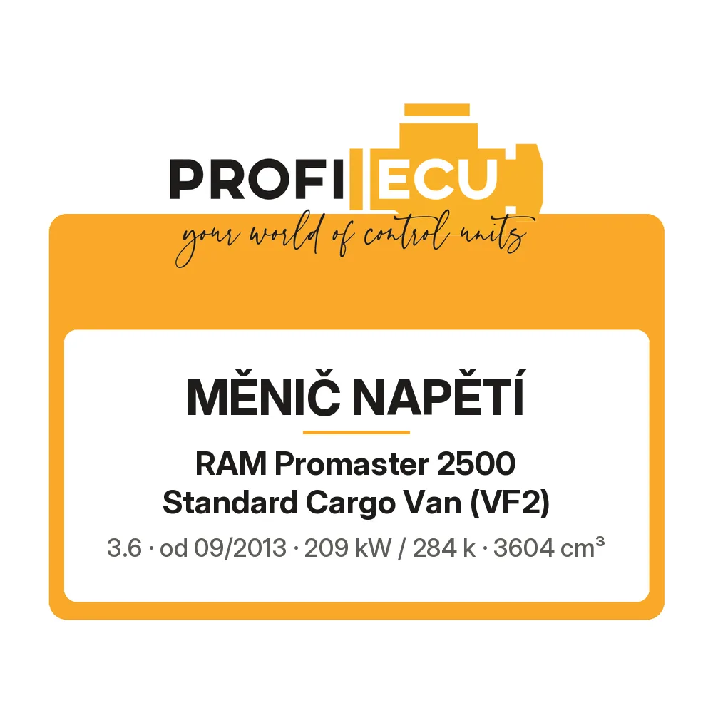 Etiketa ProfiECU: Měnič napětí pro RAM Promaster 2500 Standard Cargo Van 3.6 209 kW