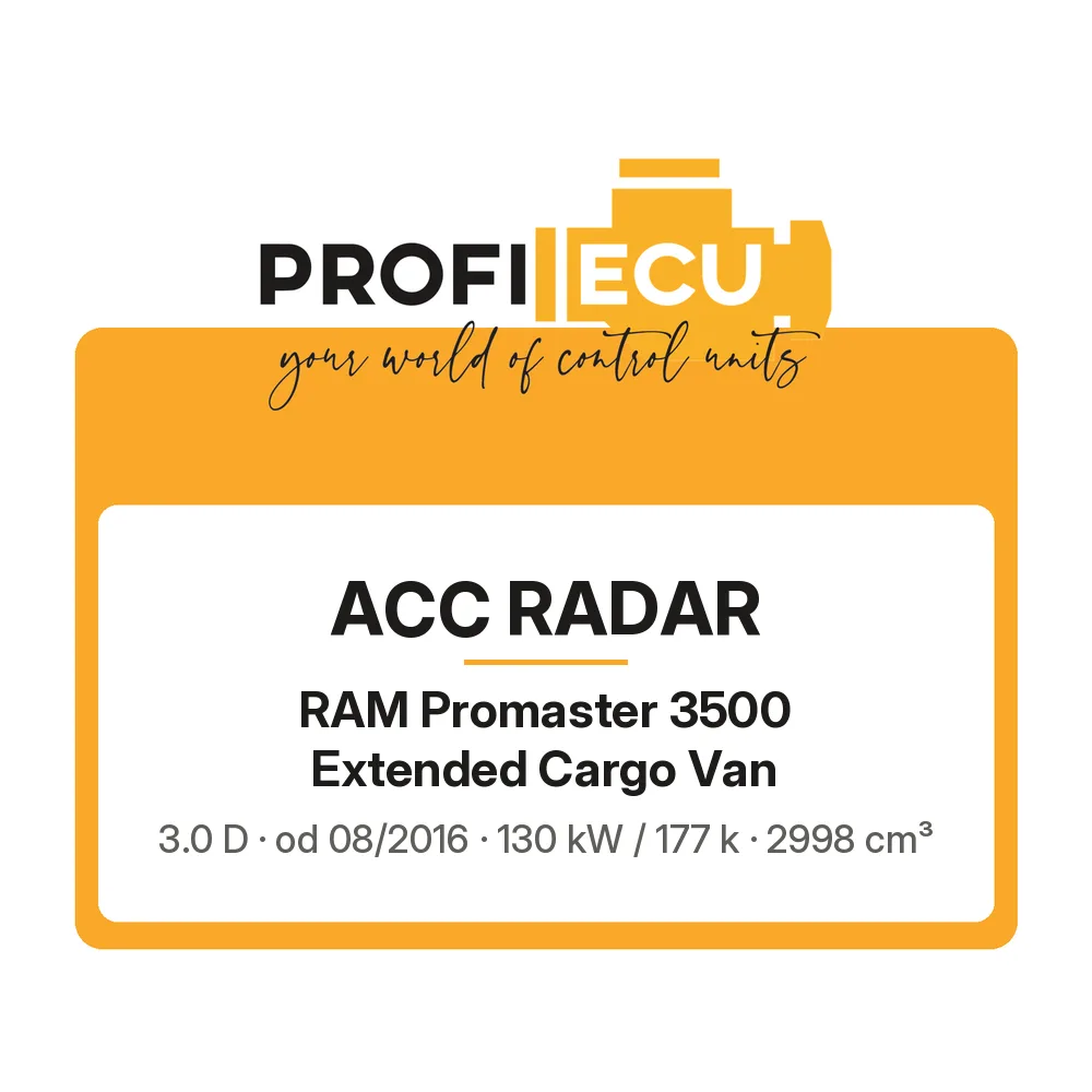 Etiketa ProfiECU: ACC Radar pro RAM Promaster 3500 Extended Cargo Van 3.0 D 130 kW