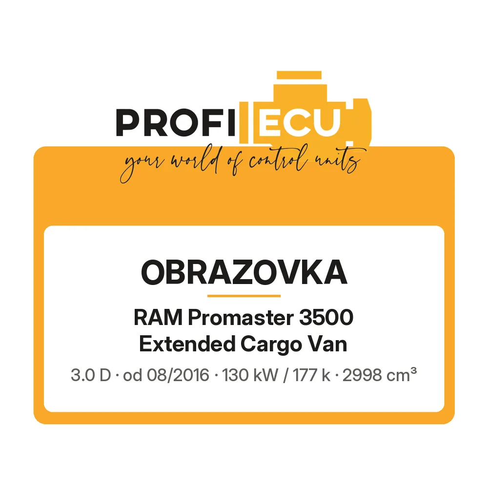 Etiketa ProfiECU: Obrazovka pro RAM Promaster 3500 Extended Cargo Van 3.0 D 130 kW