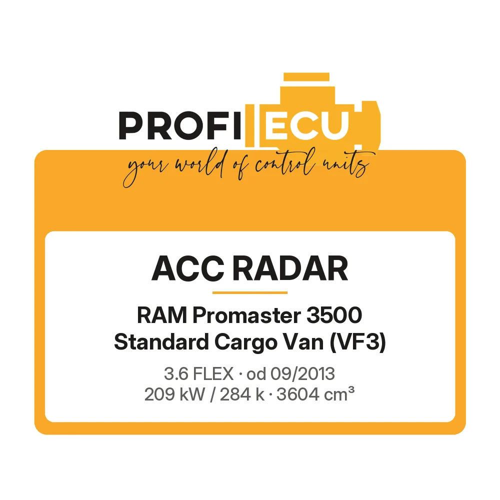 Etiketa ProfiECU: ACC Radar pro RAM Promaster 3500 Standard Cargo Van 3.6 FLEX 209 kW