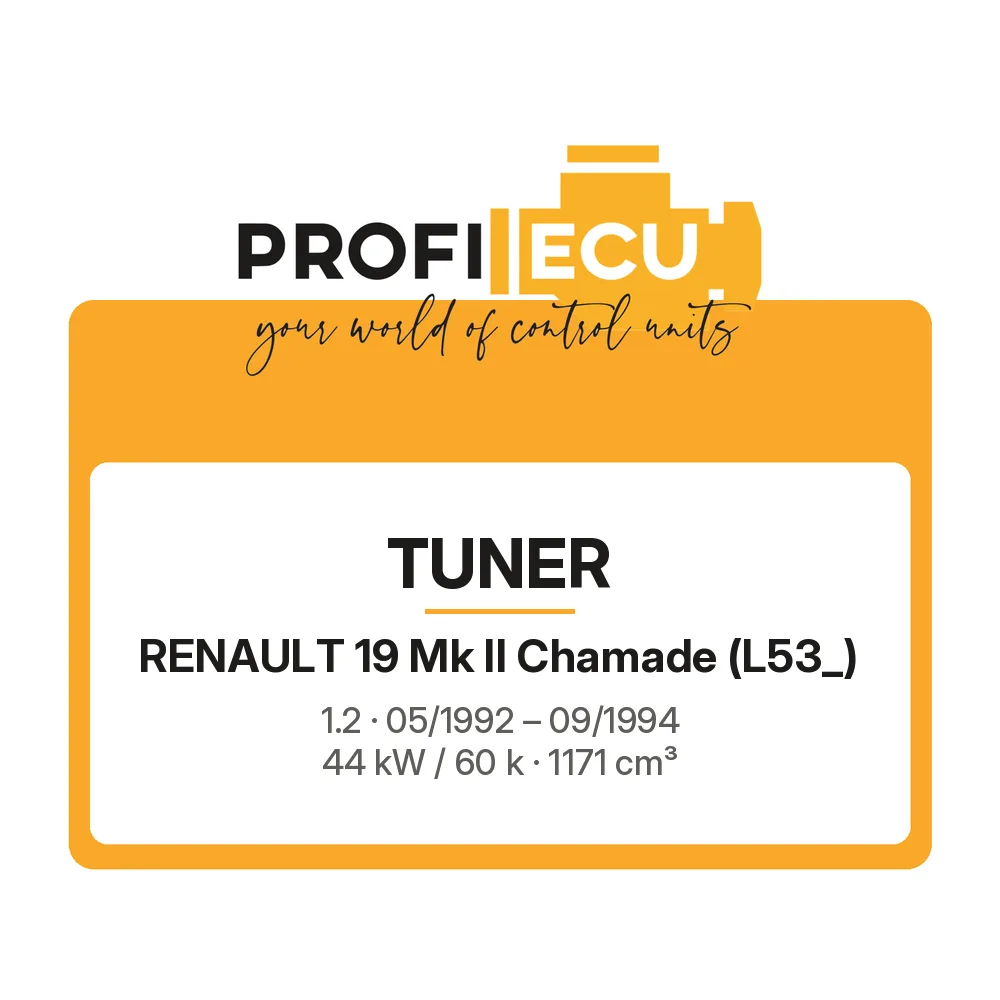 Etiketa ProfiECU: Tuner pro Renault 19 Mk II Chamade 1.2 44 kW