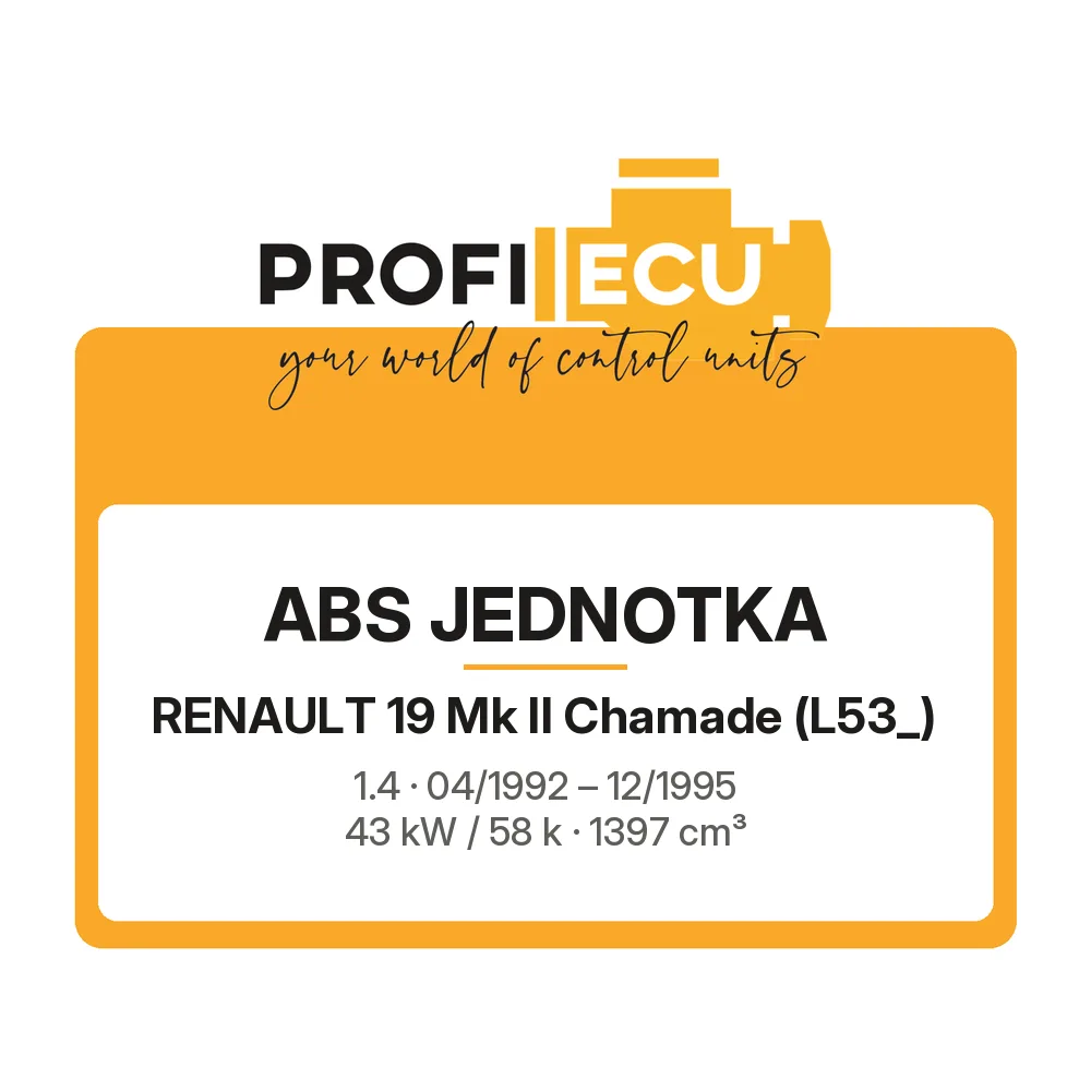 Etiketa ProfiECU: ABS jednotka pro Renault 19 Mk II Chamade 1.4 43 kW