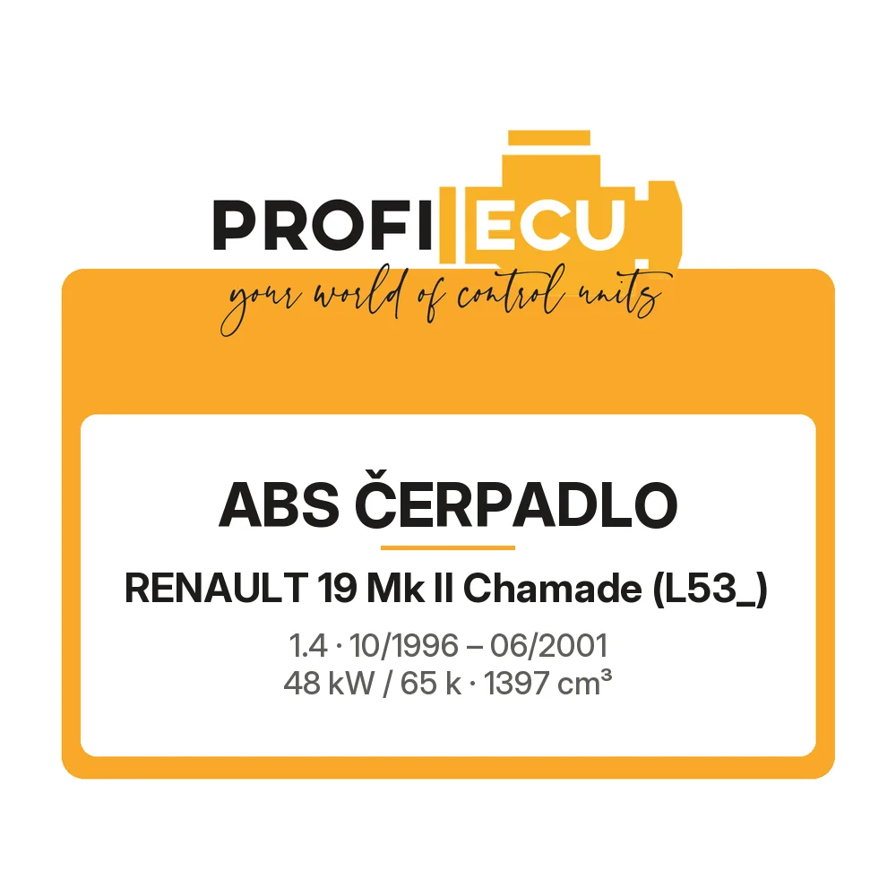 Etiketa ProfiECU: ABS čerpadlo pro Renault 19 Mk II Chamade 1.4 48 kW