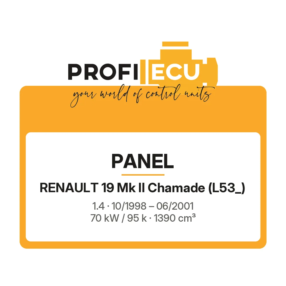 Etiketa ProfiECU: Panel pro Renault 19 Mk II Chamade 1.4 70 kW