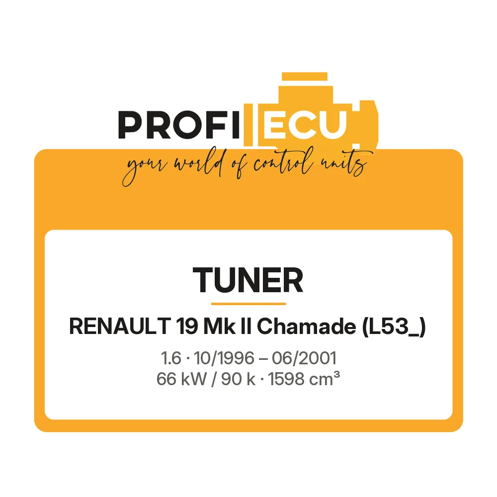 Etiketa ProfiECU: Tuner pro Renault 19 Mk II Chamade 1.6 66 kW