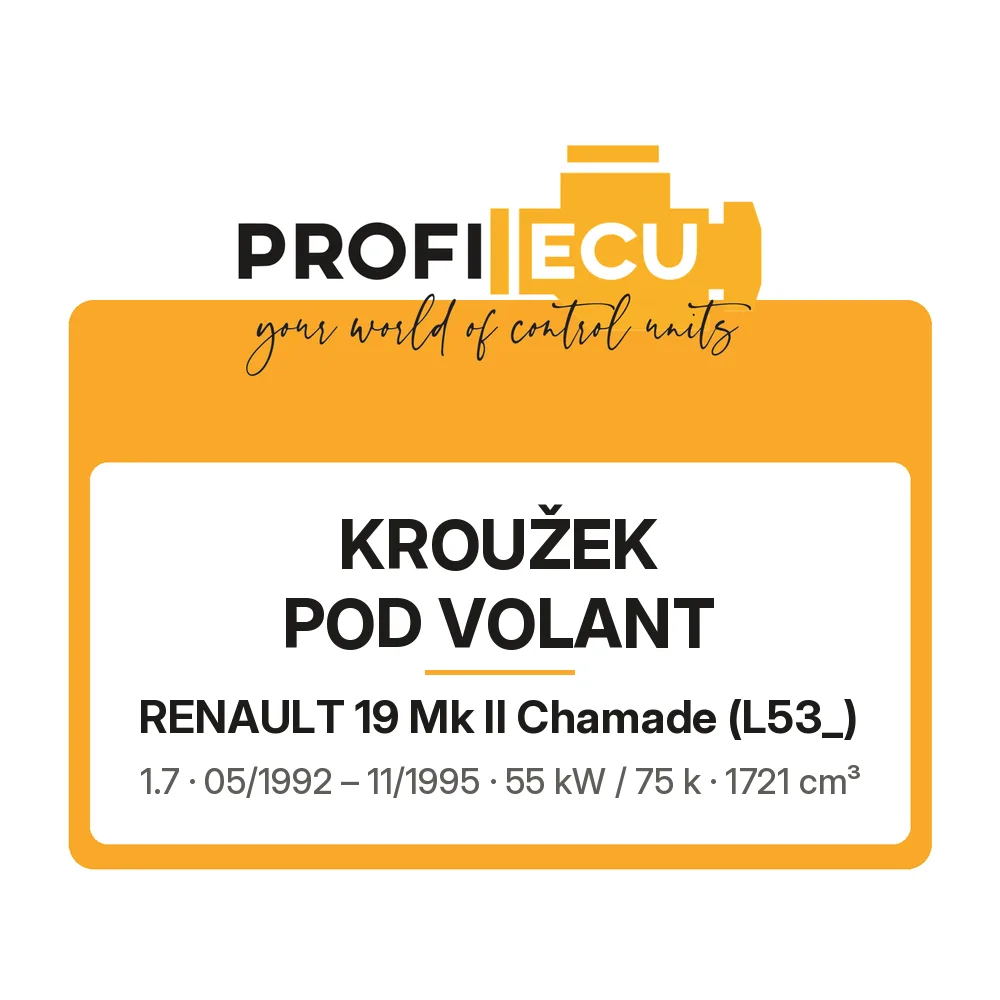 Etiketa ProfiECU: Kroužek pod volant pro Renault 19 Mk II Chamade 1.7 55 kW