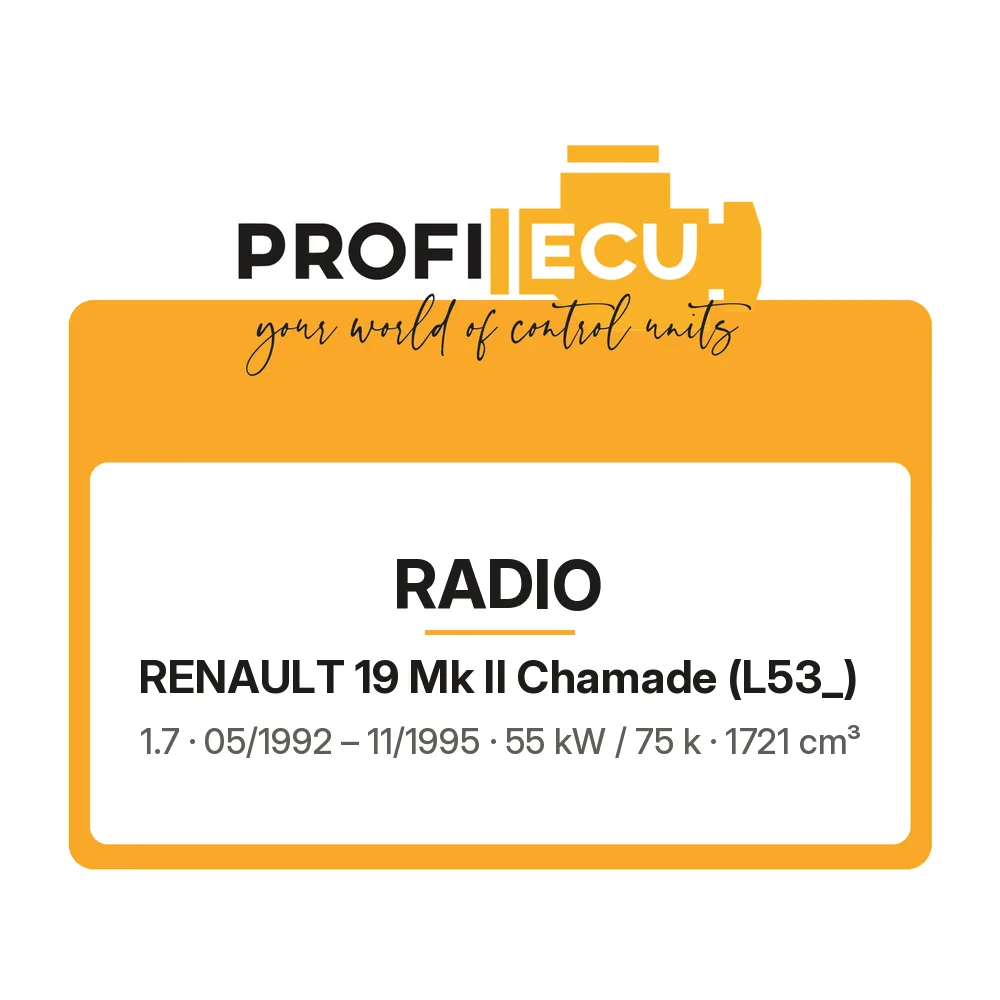 Etiketa ProfiECU: Radio pro Renault 19 Mk II Chamade 1.7 55 kW