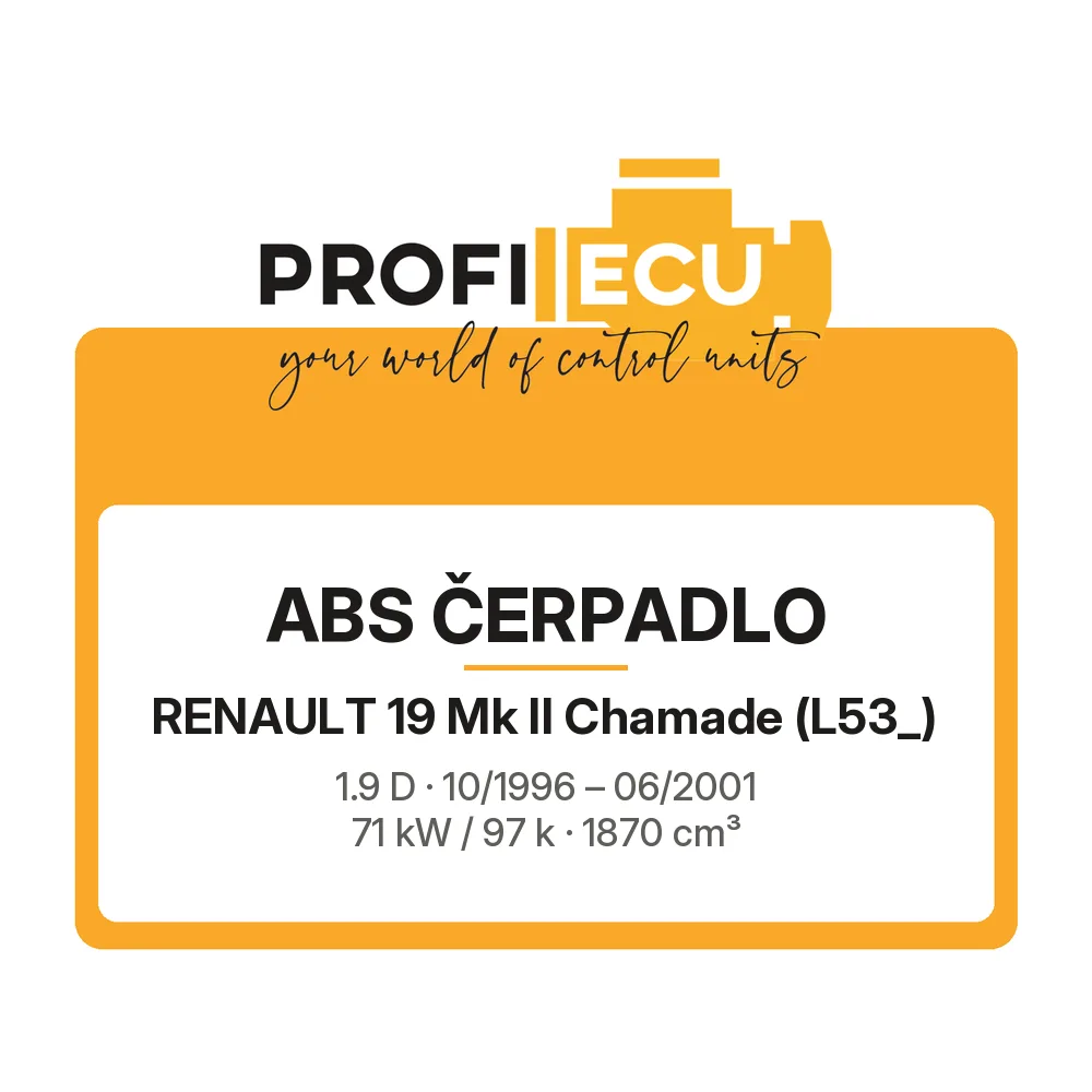Etiketa ProfiECU: ABS čerpadlo pro Renault 19 Mk II Chamade 1.9 D 71 kW