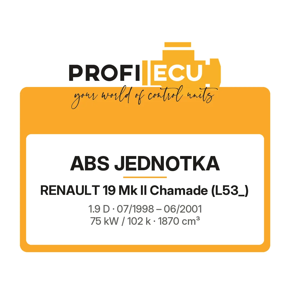 Etiketa ProfiECU: ABS jednotka pro Renault 19 Mk II Chamade 1.9 D 75 kW