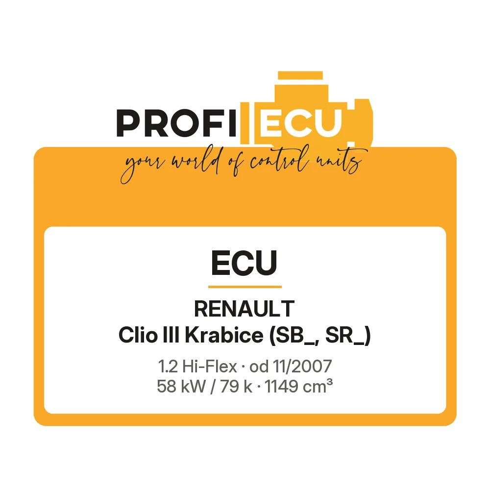 Etiketa ProfiECU: ECU pro Renault Clio III Krabice 1.2 Hi-Flex 58 kW