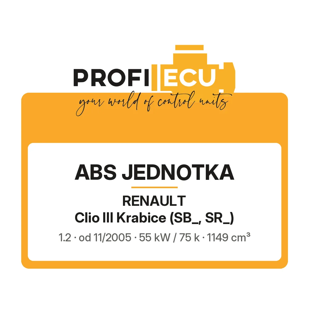 Etiketa ProfiECU: ABS jednotka pro Renault Clio III Krabice 1.2 55 kW
