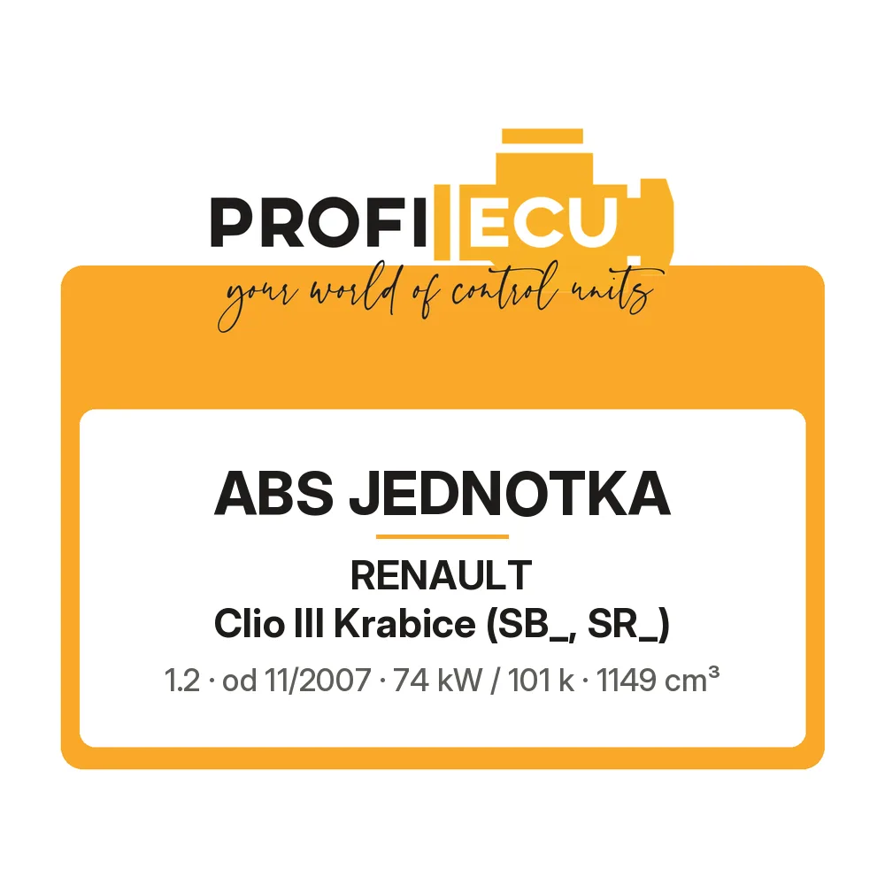 Etiketa ProfiECU: ABS jednotka pro Renault Clio III Krabice 1.2 74 kW