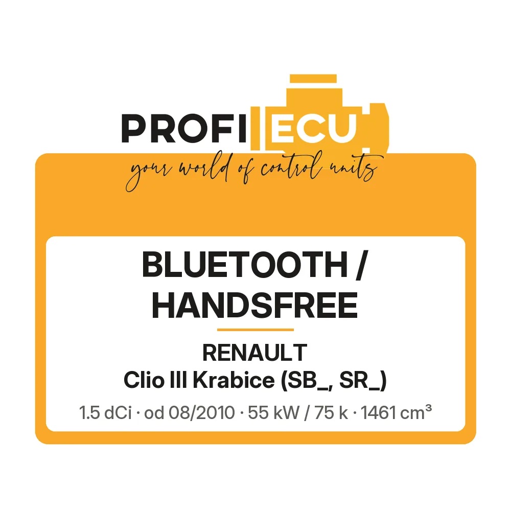Etiketa ProfiECU: Bluetooth / Handsfree pro Renault Clio III Krabice 1.5 dCi 55 kW