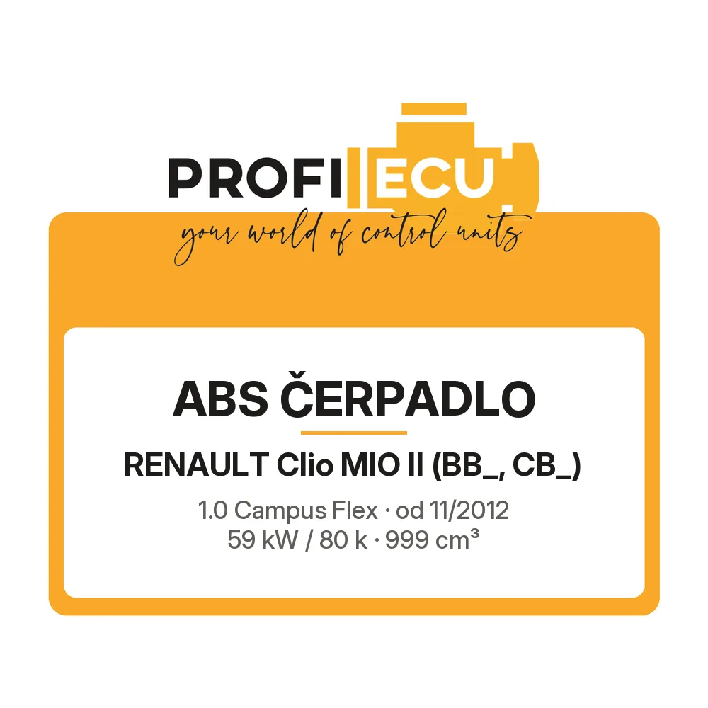 Etiketa ProfiECU: ABS čerpadlo pro Renault Clio MIO II 1.0 Campus Flex 59 kW