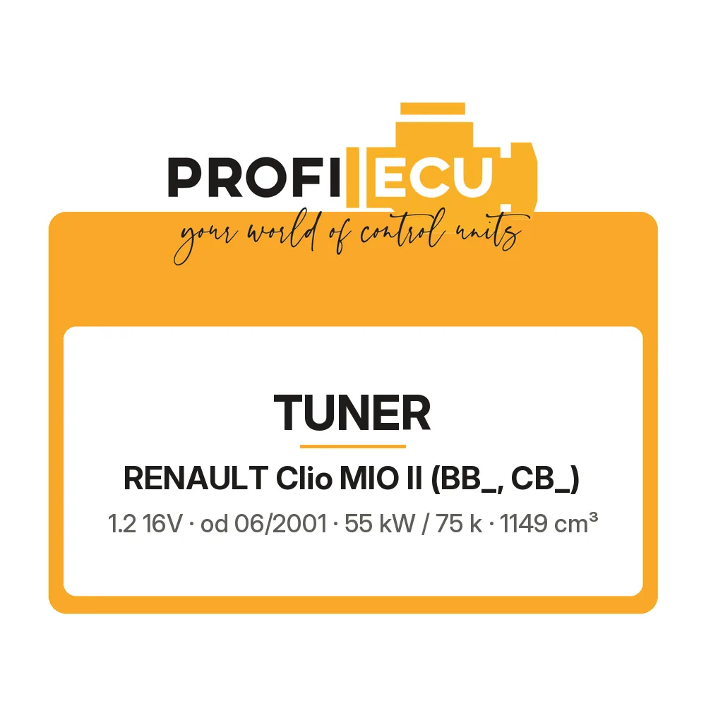 Etiketa ProfiECU: Tuner pro Renault Clio MIO II 1.2 16V 55 kW