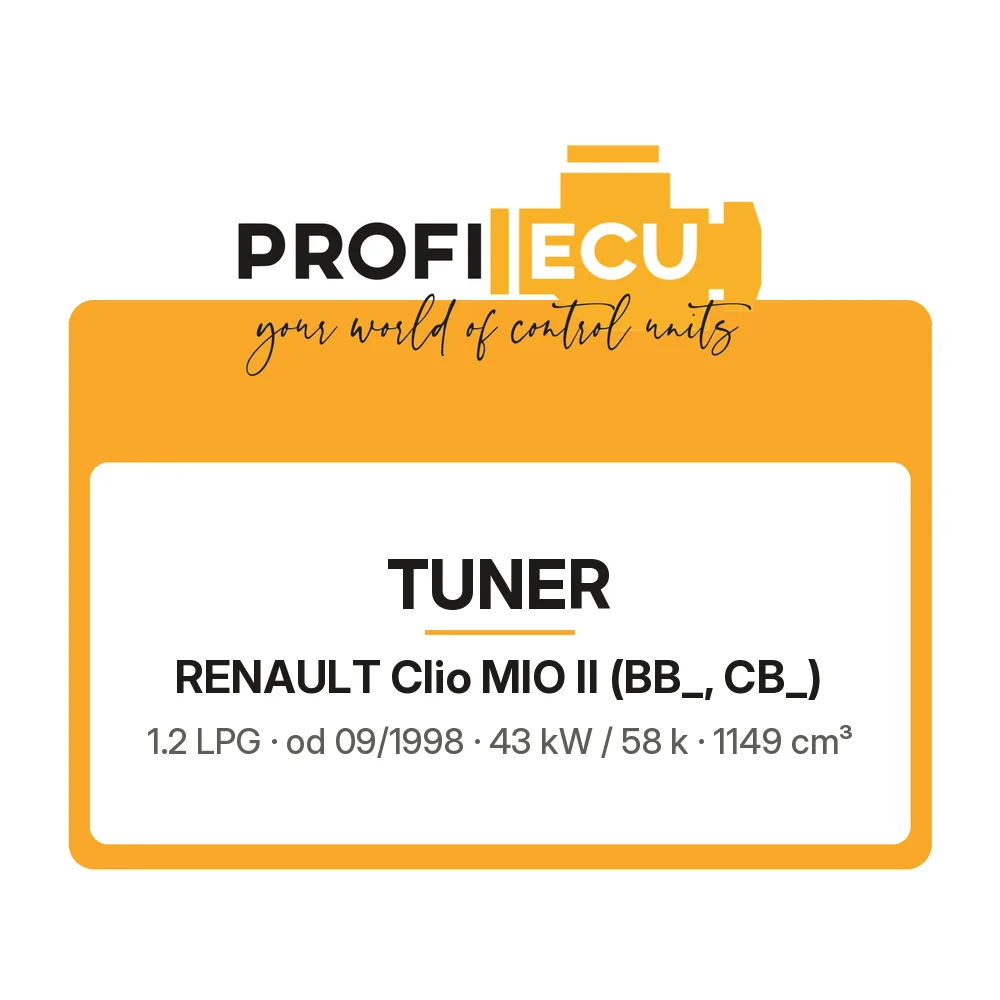 Etiketa ProfiECU: Tuner pro Renault Clio MIO II 1.2 LPG 43 kW