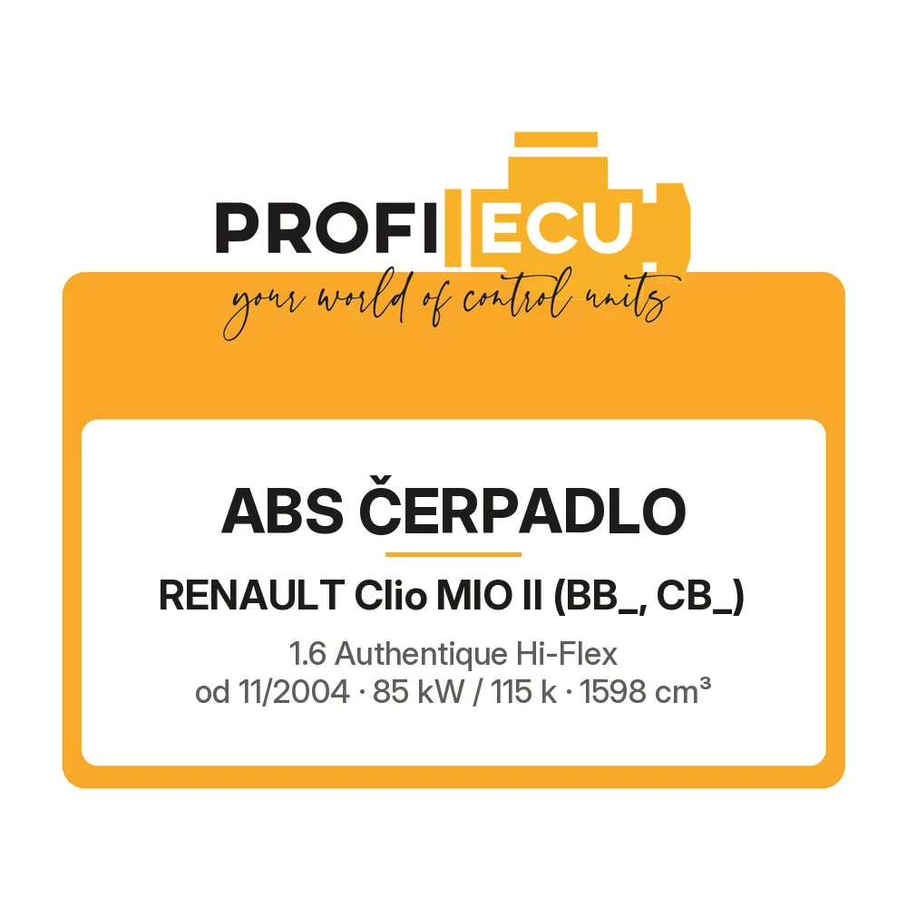 Etiketa ProfiECU: ABS čerpadlo pro Renault Clio MIO II 1.6 Authentique Hi-Flex 85 kW
