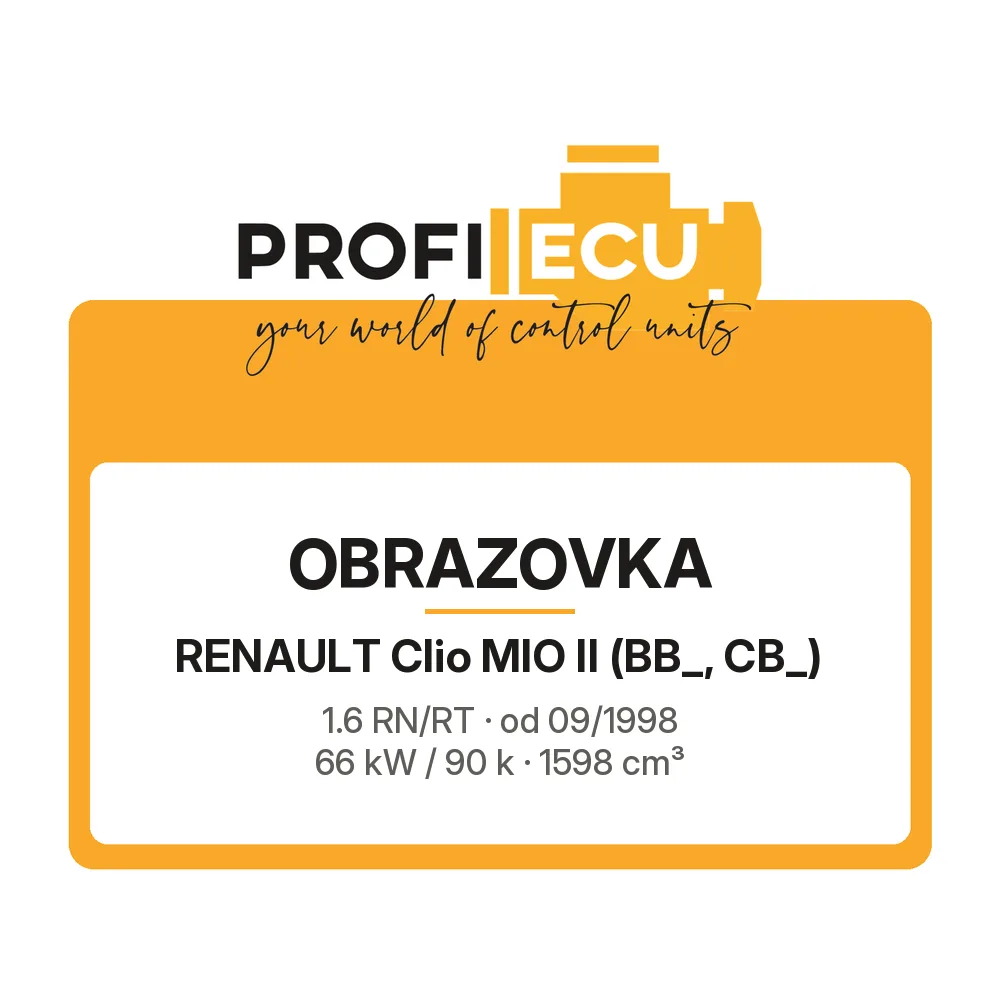 Etiketa ProfiECU: Obrazovka pro Renault Clio MIO II 1.6 RN/RT 66 kW