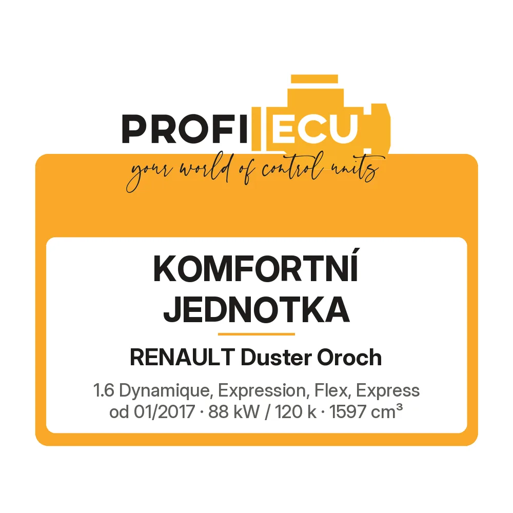 Etiketa ProfiECU: Komfortní jednotka pro Renault Duster Oroch 1.6 Dynamique, Expression, Flex, Express 88 kW