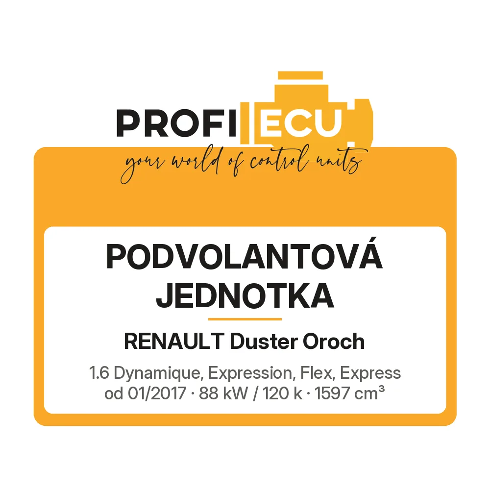 Etiketa ProfiECU: Podvolantová jednotka pro Renault Duster Oroch 1.6 Dynamique, Expression, Flex, Express 88 kW